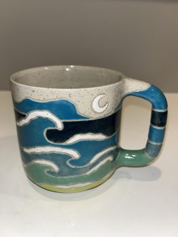 Carved seascape mug; SOLD