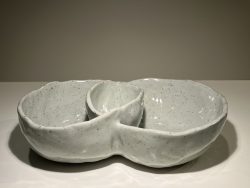 Hand built three-compartment snack bowl; $65