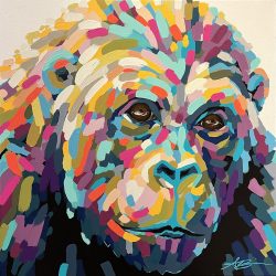 "Kiya" chimp; 24"x24"; SOLD