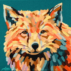 “Ember” fox; 12”x12”; SOLD