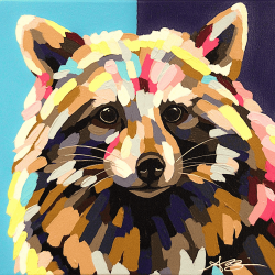 “Mabel” raccoon; 12”x12”; SOLD