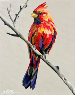 “Red” cardinal; 8”x10”; SOLD