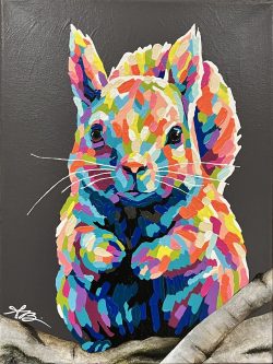 “Pip” squirrel; 12”x16”; SOLD