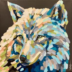“Logan” wolf; 12”x12”; SOLD