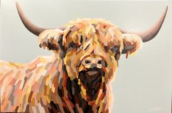 “Fiona” highland cow; 24”x36”; $1,300