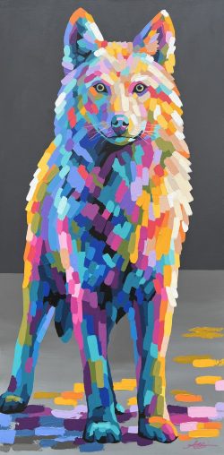 “Aurora” wolf; 24”x48”; SOLD