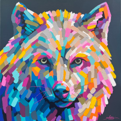 “Sylvie” wolf; 20”x20”; SOLD