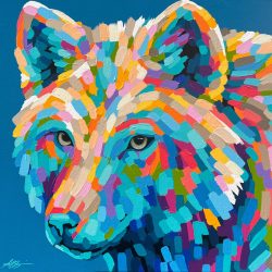 “Faye” wolf; 20”x20”; SOLD